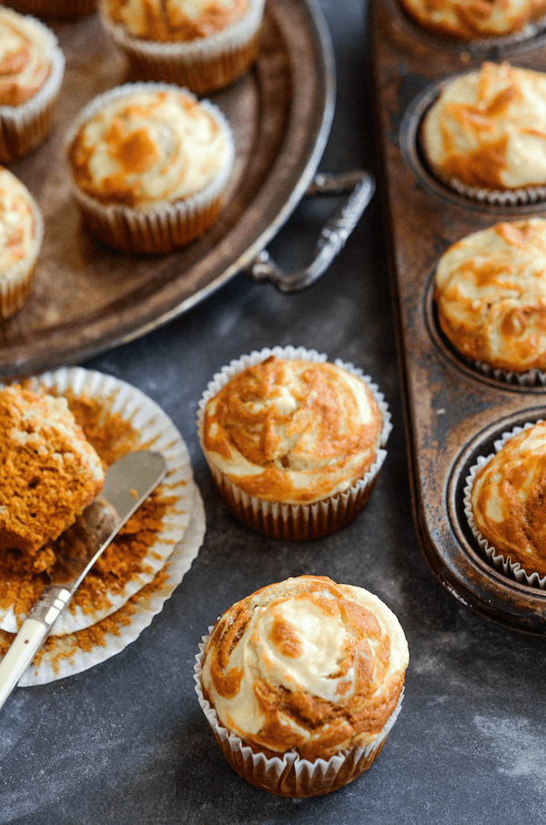 Pumpkin Cream Cheese Swirl Muffins | The Novice Chef
