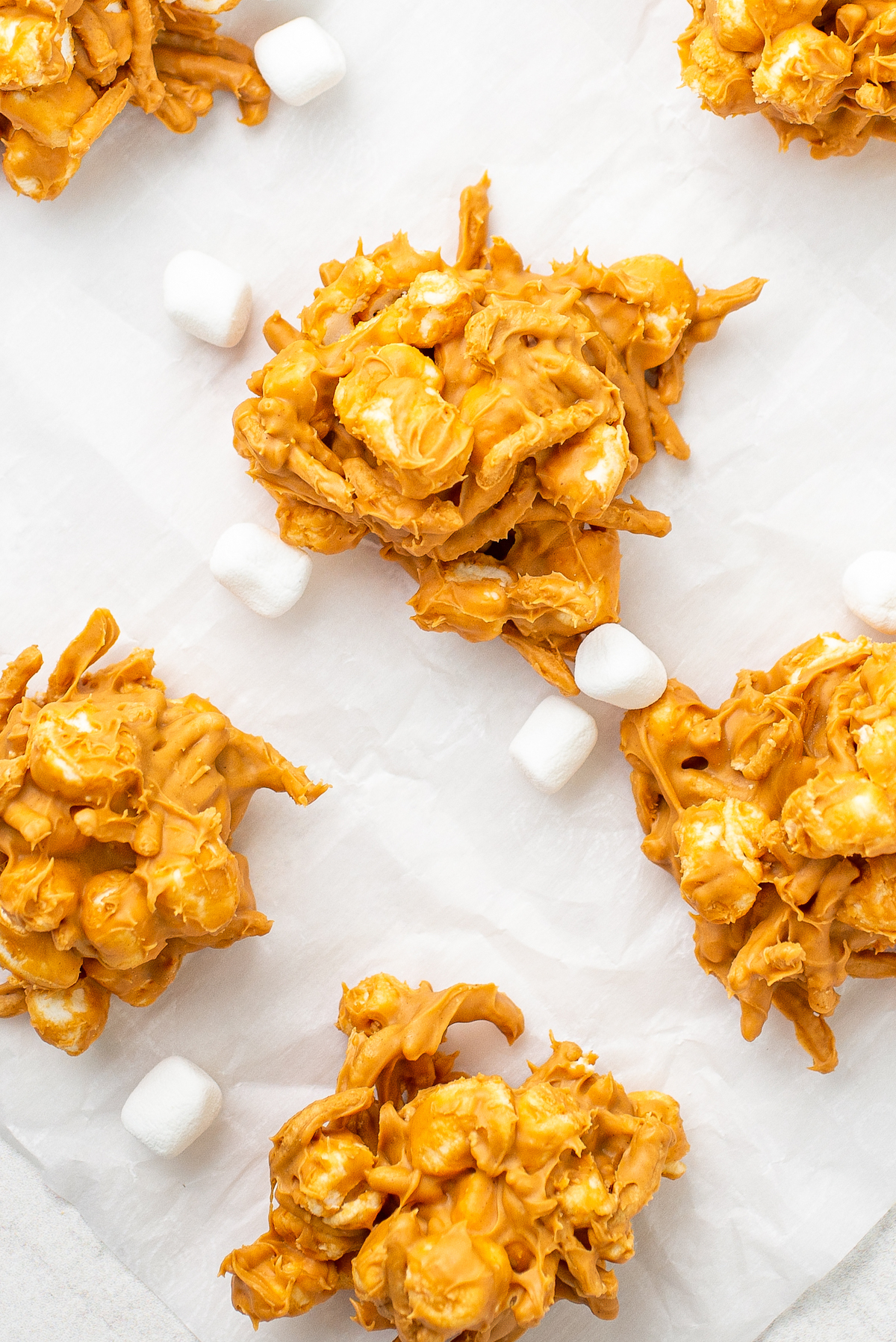 A close-up of butterscotch cookies on a tray.