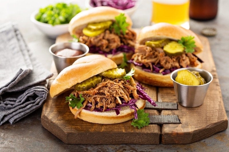 Pulled pork sandwiches up close image