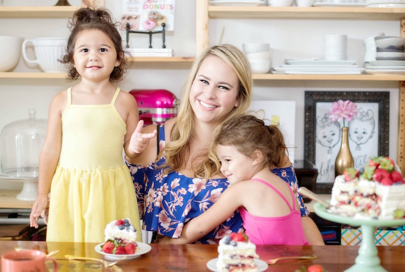 Jessica Segarra at the Dining Table with Her Two Daughters