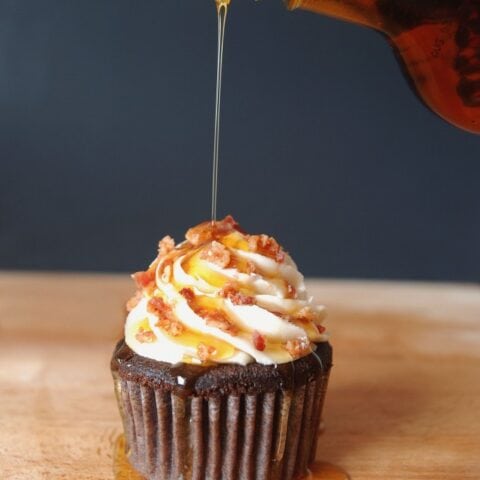 Chocolate Bacon Cupcakes with Maple Frosting