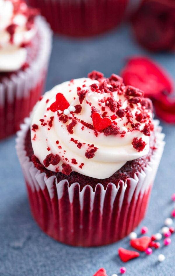 Close up photo of the best red velvet cupcake
