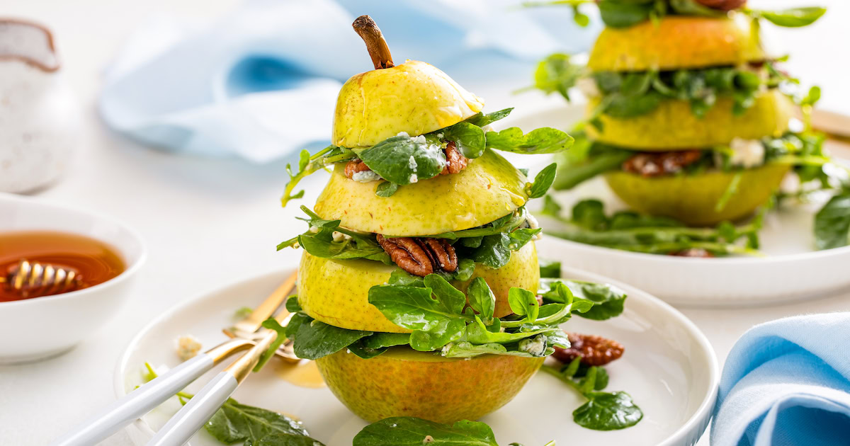 dressing for pear blue cheese salad Pear and Blue Cheese Salad