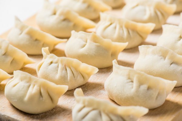 Raw Chinese Dumplings before cooking. 