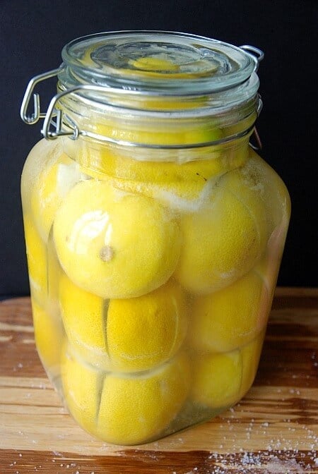Preserved Lemons in a large glass jar
