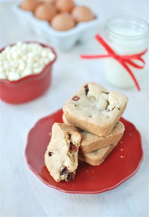 white chocolate & cranberry blondies