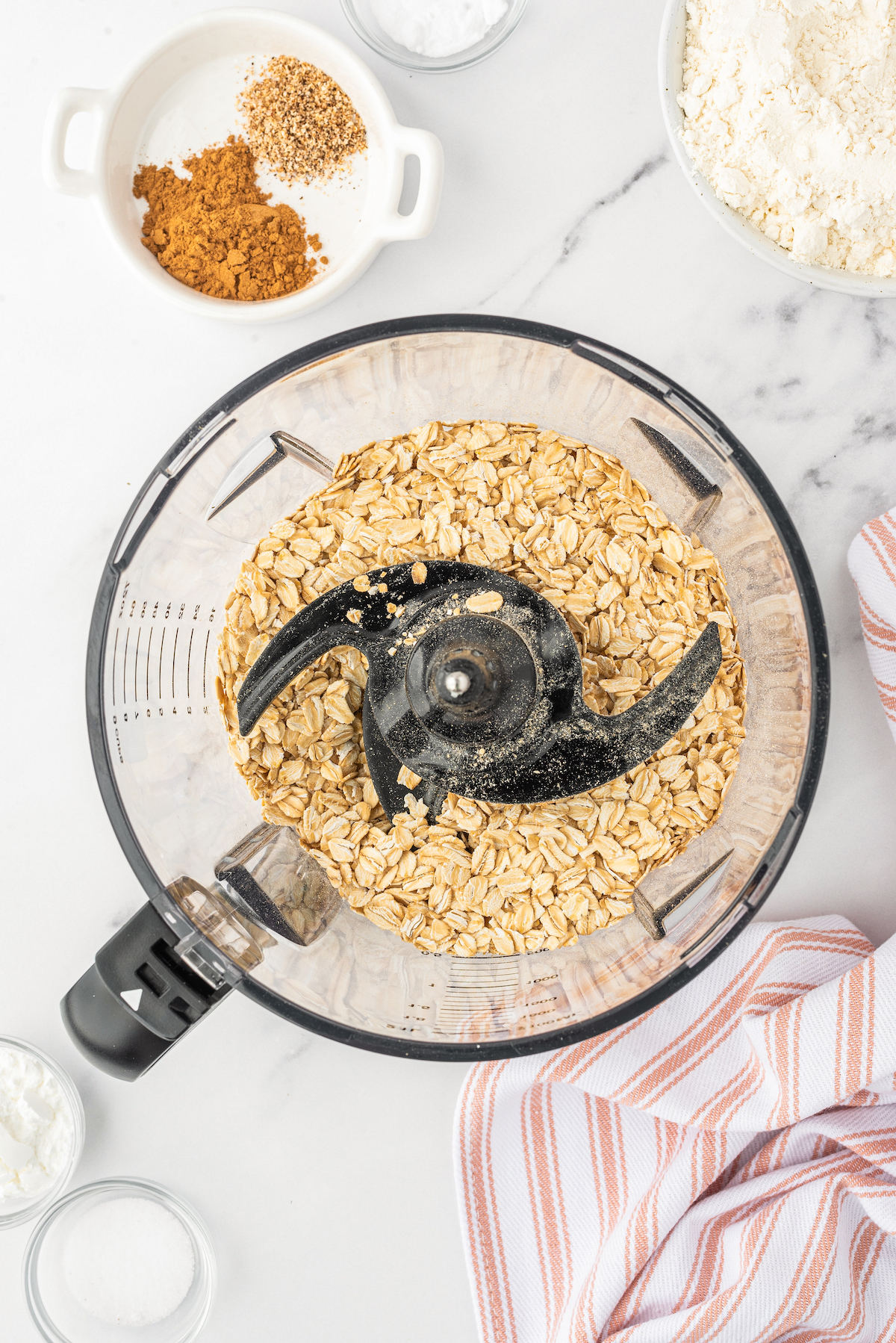 Oats in a food processor.