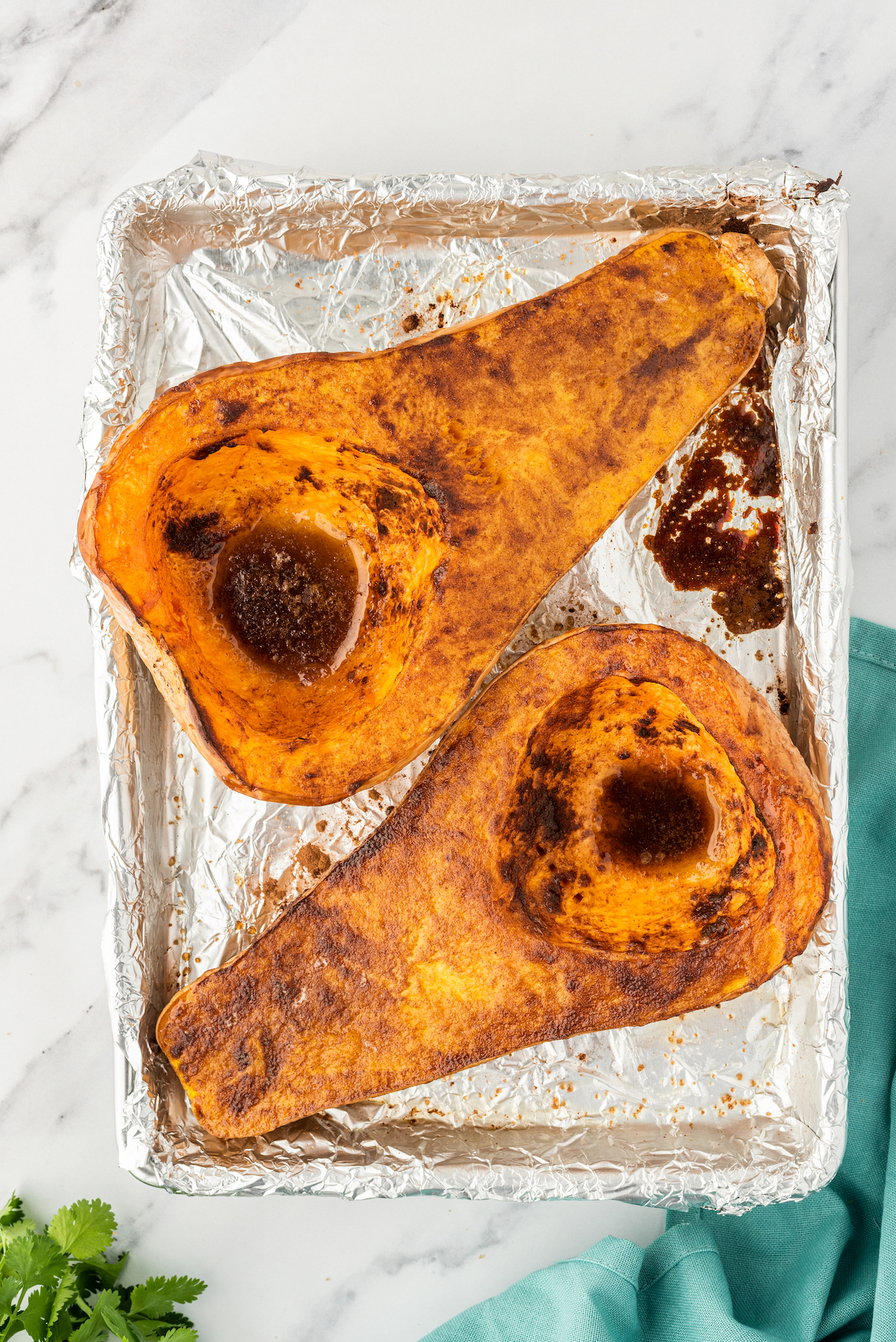 roasted butternut squash halves