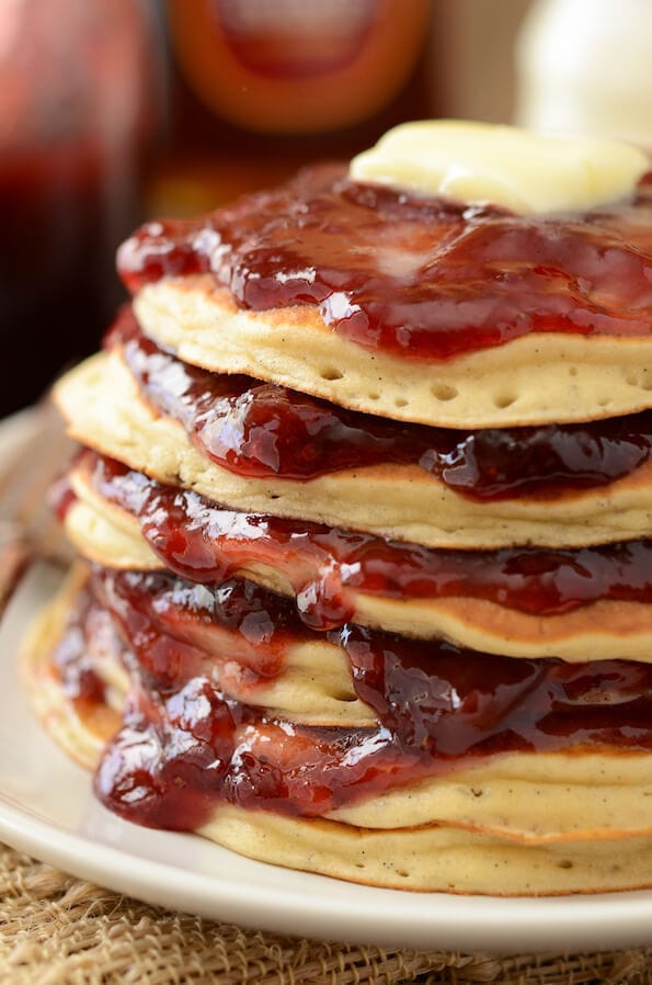 Sour Cream Jam Stacked Pancakes | The Novice Chef