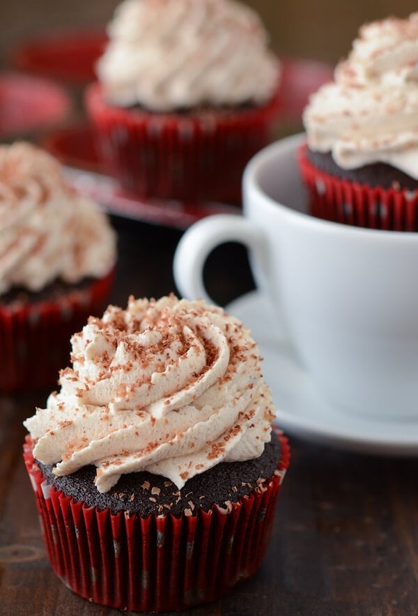 A Close-Up Shot of a Mexican Hot Chocolate Cupcake with More Cupcakes in the Background