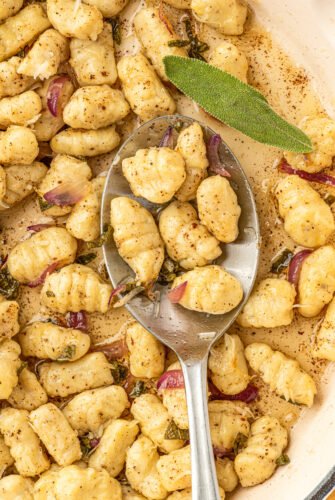 Homemade potato gnocchi with sage brown butter.