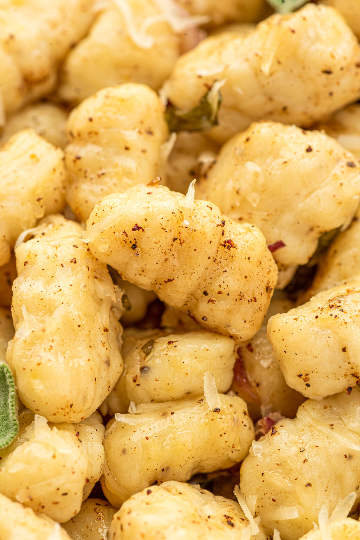 Close-up shot of traditional Italian potato gnocchi.