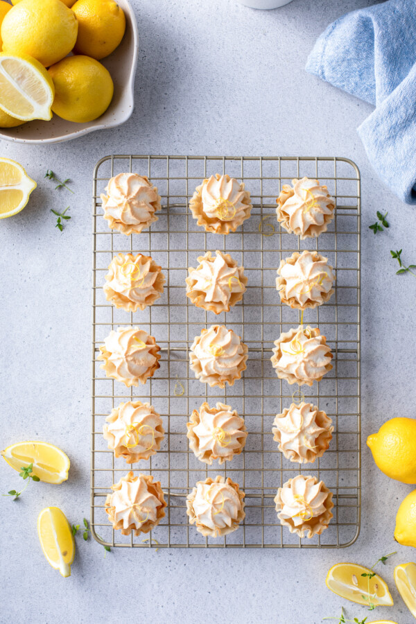 A tray of mini lemon pies.