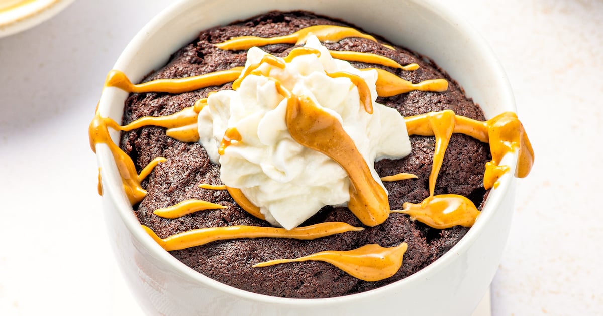 Chocolate Peanut Butter Mug Cake l The Novice Chef