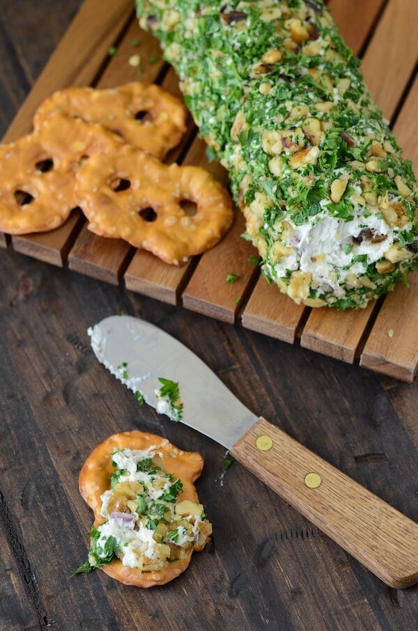 date, walnut & blue cheese log