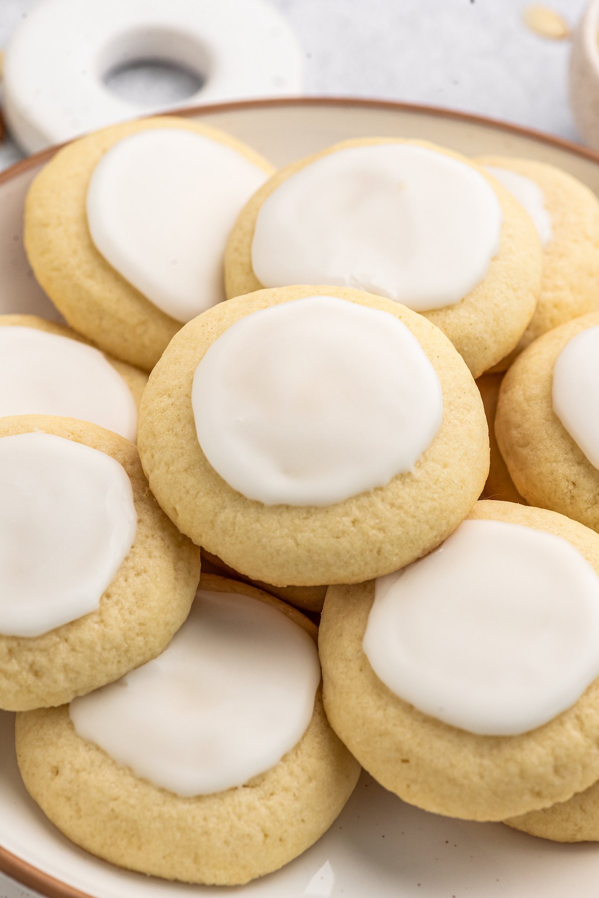 Almond meltaway cookies on a plate.