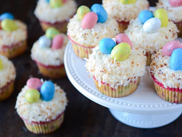 Triple Coconut Cupcakes with Coconut Easter Nests