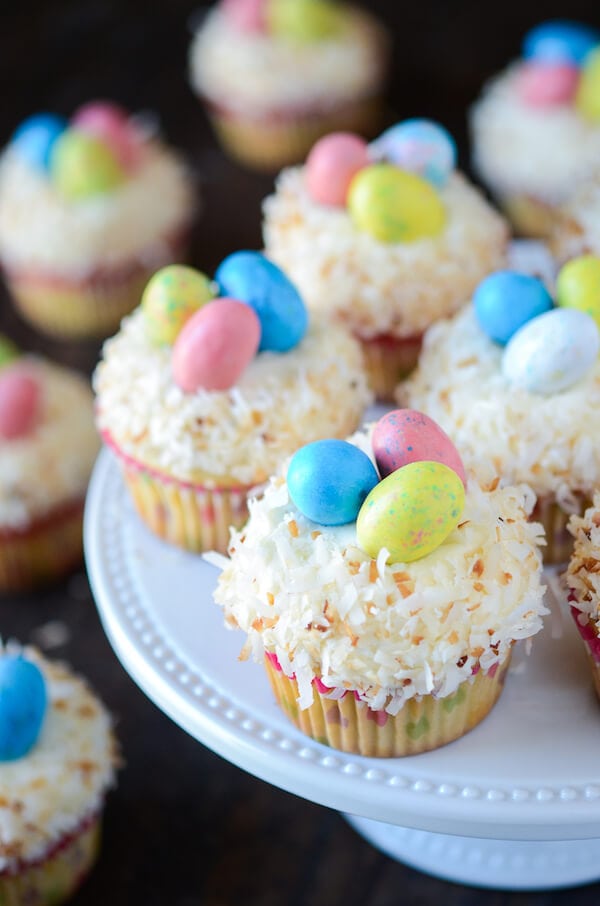 Triple Coconut Cupcakes with Coconut Easter Nests