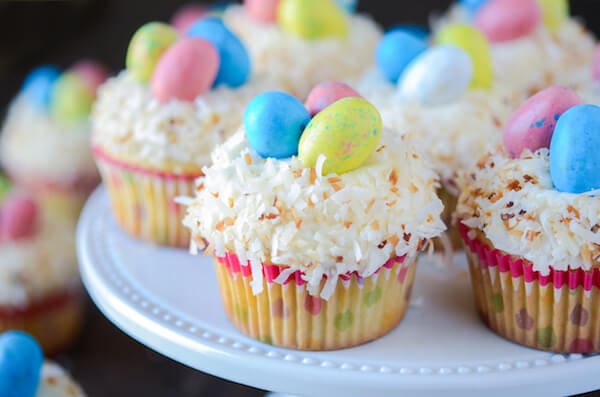 Triple Coconut Cupcakes with Coconut Easter Nests