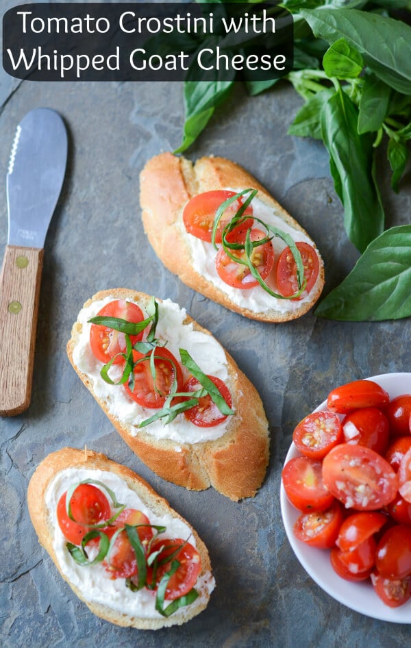 Tomato Crostini with Whipped Goat Cheese | The Novice Chef