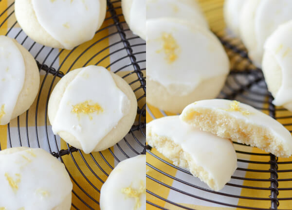 A Collage of Two Images of Lemon Sugar Cookies with Lemon Icing