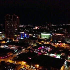Nighttime view from the Omni Hotel in Downtown Austin, TX