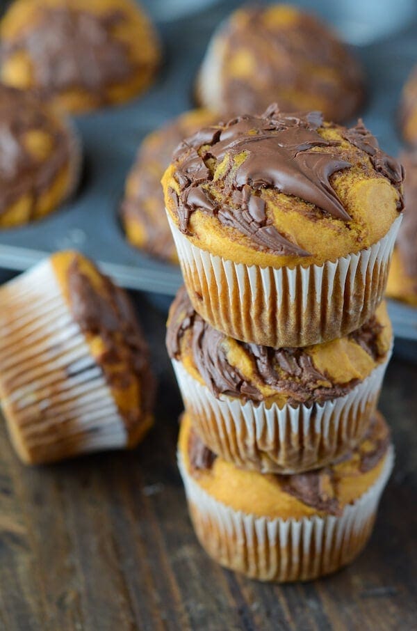 Pumpkin Nutella Swirl Muffins (recipe via thenovicechefblog.com)