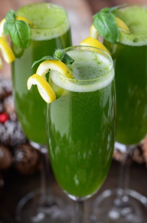 Basileus Cocktail – Basil Prosecco with a twist of Lemon | The Novice Chef
