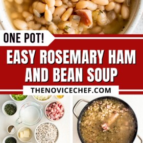 Pinterest image for ham and bean soup.
