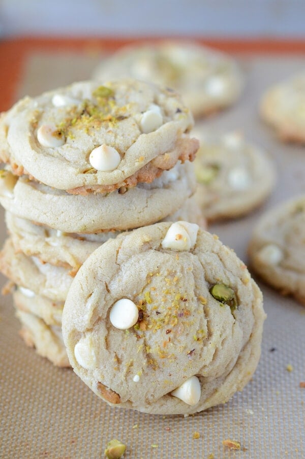 White Chocolate Pistachio Cookies (recipe via www.thenovicechefblog.com)