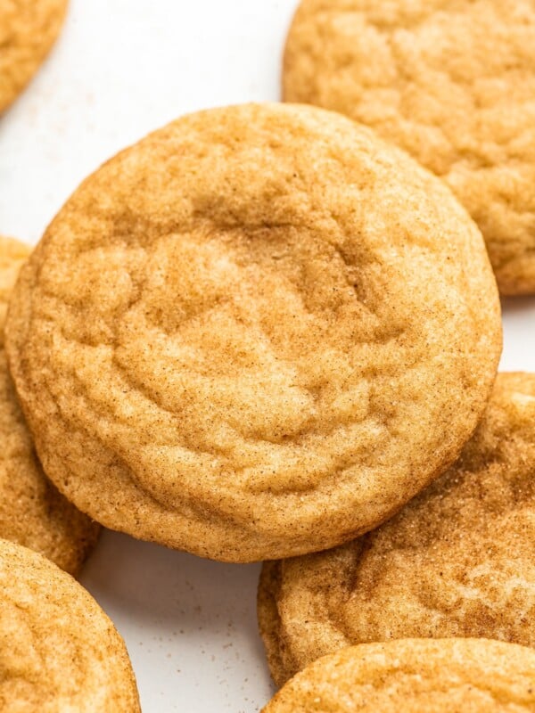 Close overhead view of a snickerdoodle cookie