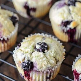 Blueberry Lime Muffins on black rack