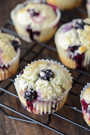 Blueberry Lime Muffins on black rack