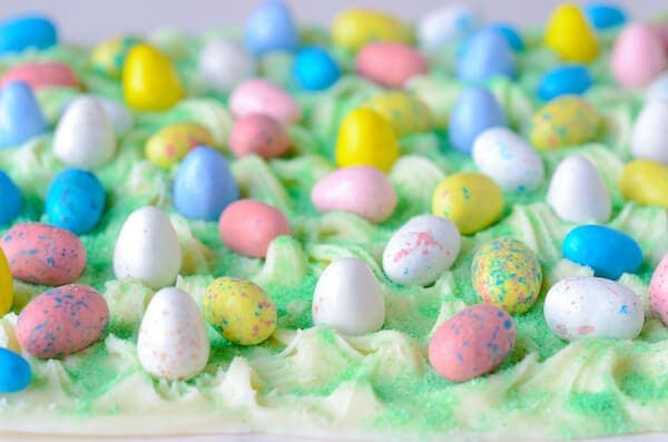 A Close-Up Shot of Easter Egg Bark Candy Before its Been Broken Into Pieces