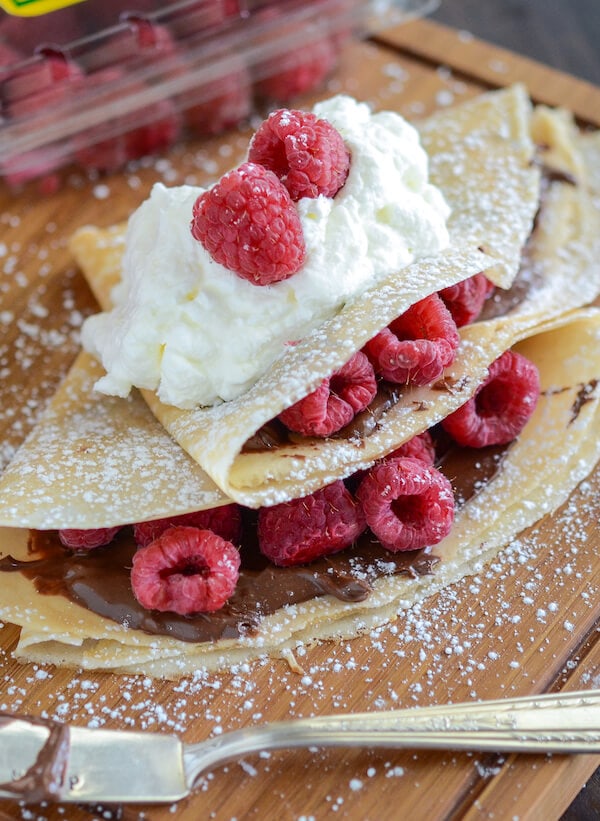 Raspberry Nutella Crepes recipe via www.thenovicechefblog.com