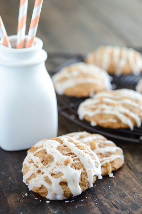 Apple Pie Cookies! Easy classic cookies with apple pie filling folded right into the dough! 