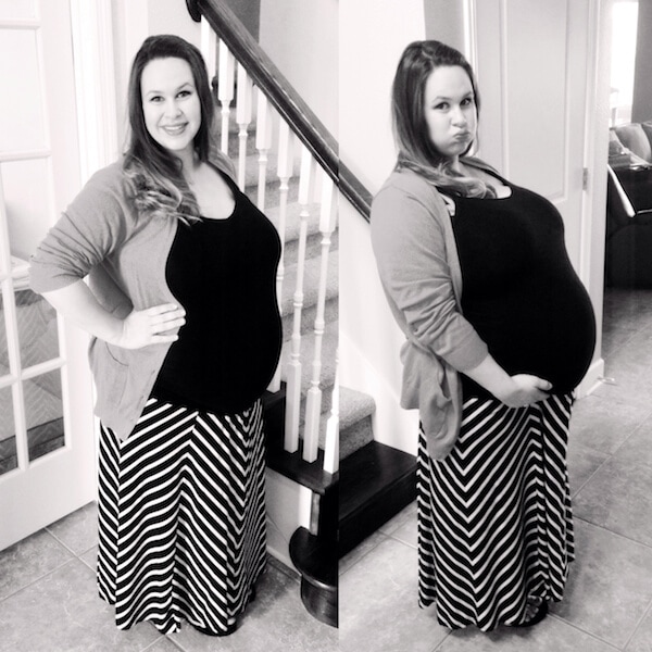 Final Pregnancy Update! Two Black and White Photos of a Woman 33 Weeks Pregnant with Twins