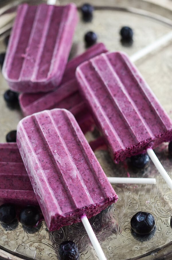 Blueberry Ginger Popsicles via www.thenovicechefblog.com