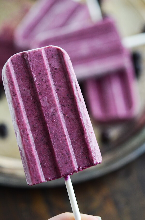 Blueberry Ginger Popsicles via www.thenovicechefblog.com