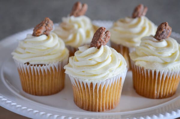 Pecan Praline Cupcakes via www.thenovicechefblog.com