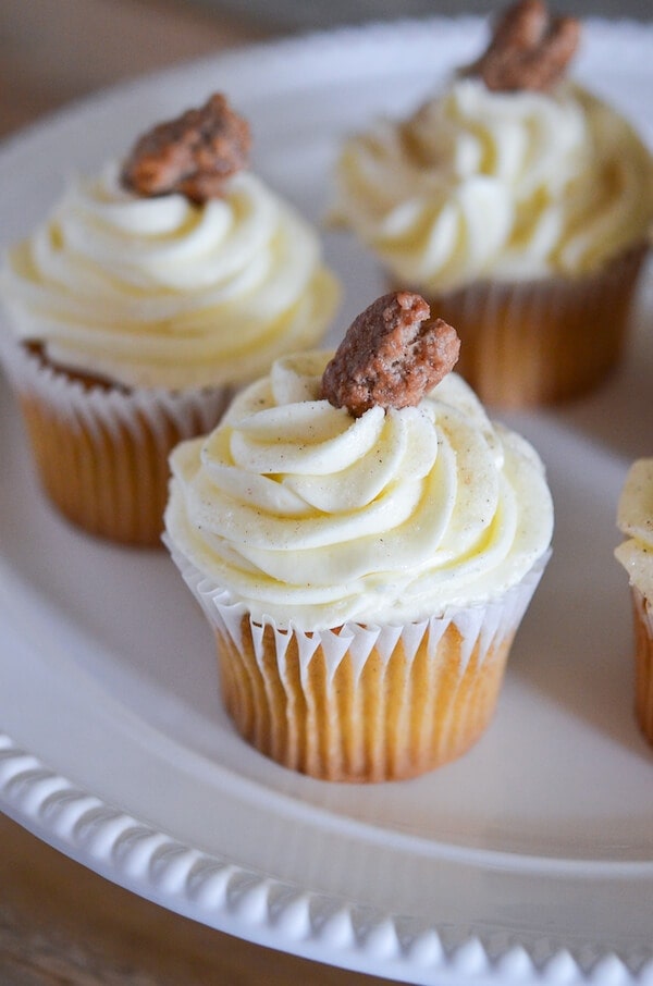 Pecan Praline Cupcakes via www.thenovicechefblog.com