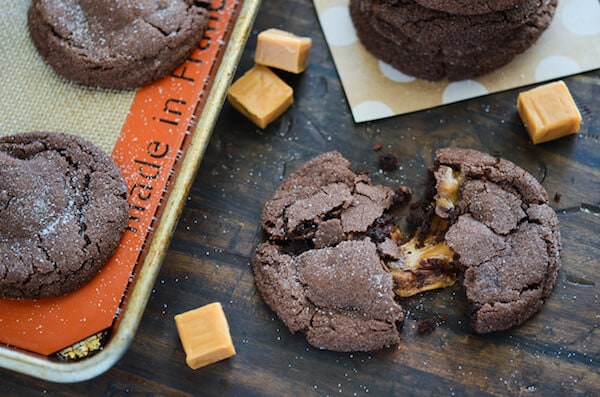 Chocolate Caramel Stuffed Cookies via www.thenovicechefblog.com