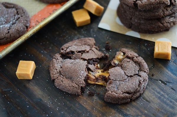 Chocolate Caramel Stuffed Cookies via www.thenovicechefblog.com