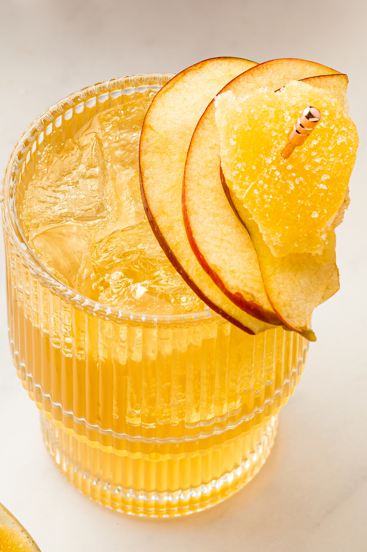 Spiked apple cider over crushed ice.