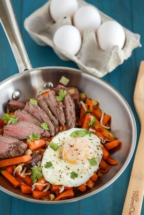 steak and sweet potato hash