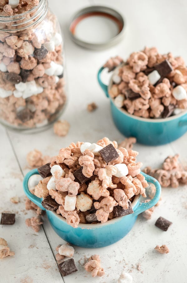 Hot Chocolate Popcorn! Only takes 5 minutes and the kiddos can help shake it all up!