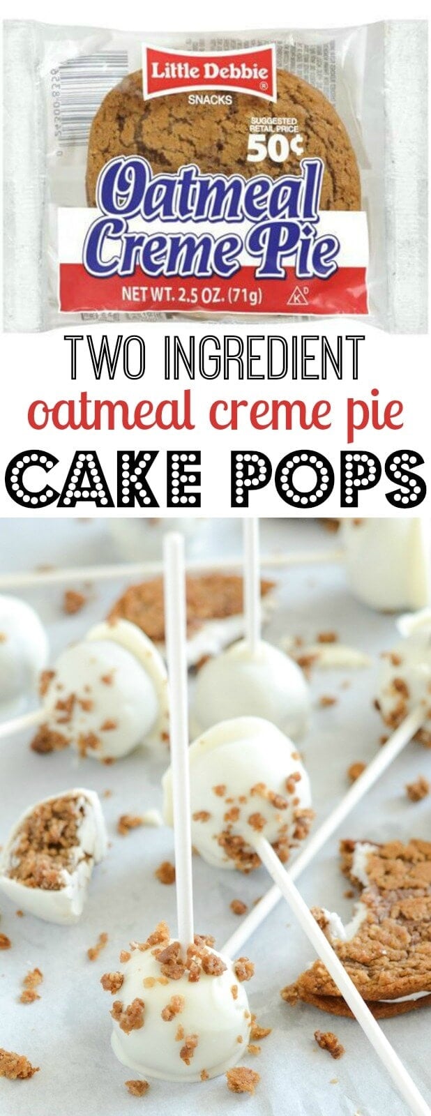 Oatmeal Creme Pie Cake Pops! Only two ingredients to make these delicious cake pops! 
