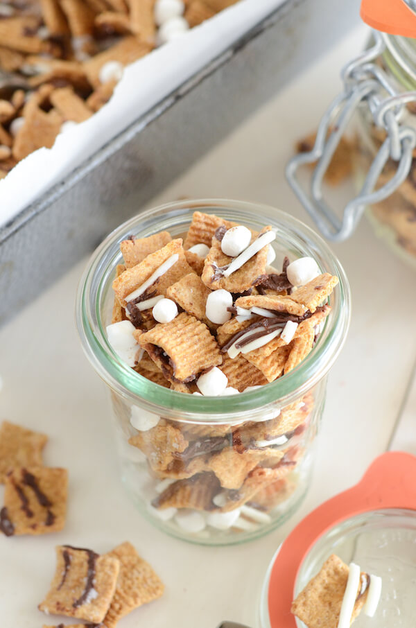Smore's Snack Mix in small weck jars
