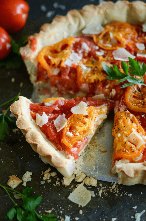 Heriloom Tomato Tart with a slighty sweet crust!