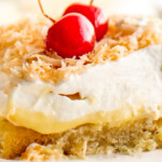 A layered Twinkie, pineapple, and coconut cake.